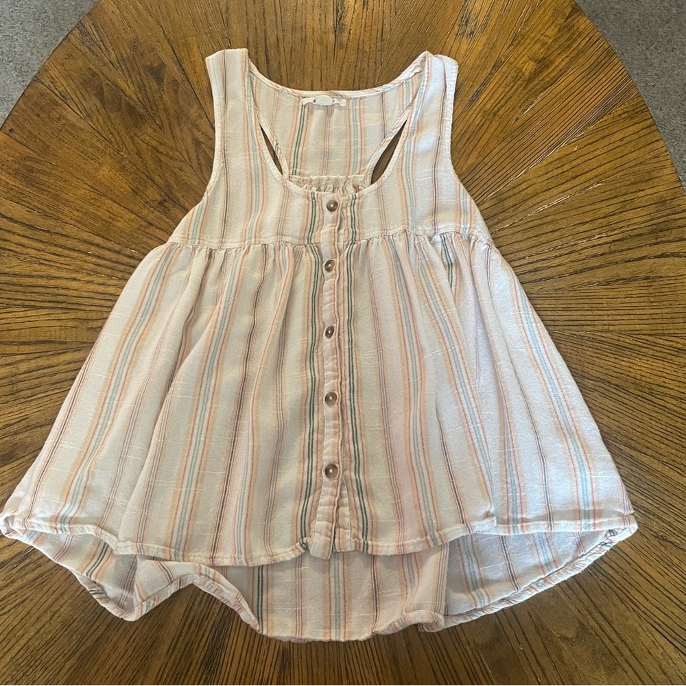 O'Neill Cream Tank with Blue and Peach Stripes